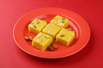 Badam Barfi or almond sweet, a popular sweet all over India made or bought during festivals or celebrations