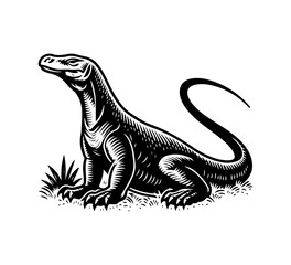 Obraz na płótnie Canvas Komodo dragon hand drawn vector illustration