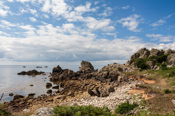 Rugged coast at Long Point, St. Agnes, Isles of Scilly, England, UK: peaceful isolation.