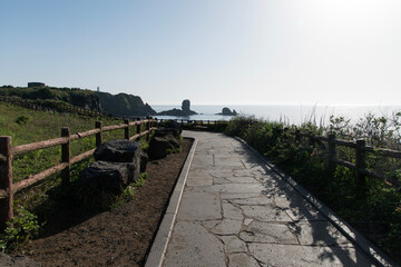 View of the walkway at the seaside of Jeju Island, South Korea
