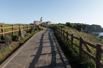 View of the walkway at the seaside of Jeju Island, South Korea