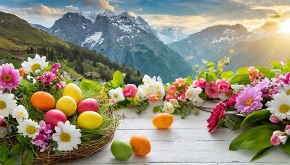 easter eggs in the mountains