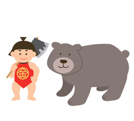 金太郎とくまのイラストセット