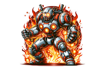  Angry robot with fire powers