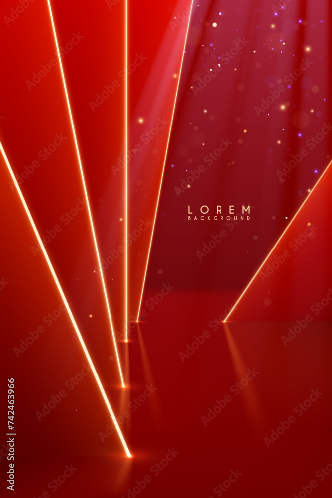 Poster red walls background with light elements