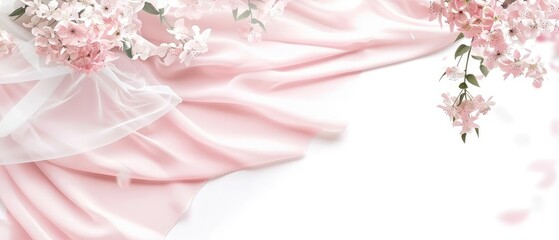White and Pink Background With Pink Flowers