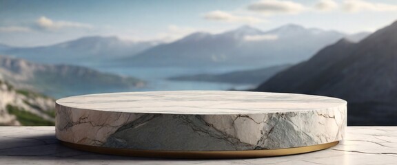 Stone podium for display product. Background for cosmetic product branding, identity and packaging inspiration, ultrarealistic, realistic photo, highly deta