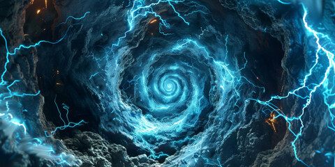 blue Circle lightnings storms weather - obrazy, fototapety, plakaty
