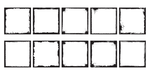 Grunge frame collection. Grunge border set. Set of frame different distressed black texture. Distress overlay vector textures. Set of dotted abstract frame. Distressed overlay texture.