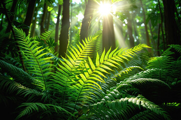 Lush green ferns. Exploring the verdant beauty of nature flourishing forests, where vibrant foliage and fresh growth create an enchanting tapestry of life and renewal