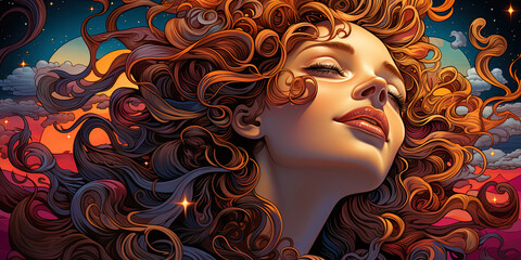 Medusa, like a luminous diamond, swims in a dark depth, glowing with colorful li - obrazy, fototapety, plakaty