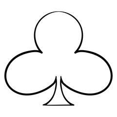 Clubs suit. Playing cards, gambling, casino, poker, play for money, win, lose, winner, jackpot, gambler, deck, hand, blackjack, joker, gamble, addiction, card reading, cartomancy. Vector illustration
