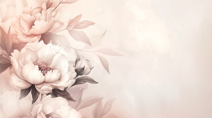 Fototapeta na wymiar Pastel peony flowers in bloom as floral art background, wedding decor, card.