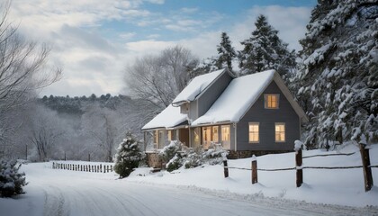 Fototapeta na wymiar old house in the snow