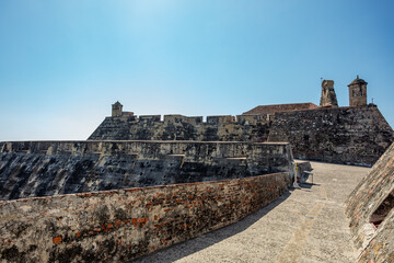 Castillo San Felipe de Barajas, fortress in the strategic location of Cartagena de Indias city on the Caribbean coast of Colombia. - 742472528