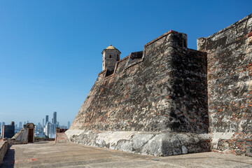 Castillo San Felipe de Barajas, fortress in the strategic location of Cartagena de Indias city on the Caribbean coast of Colombia. - 742472529