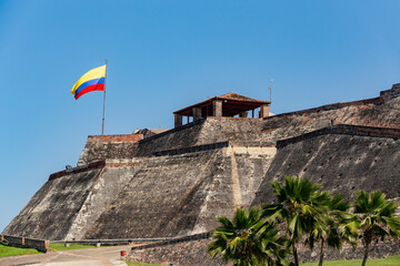 Castillo San Felipe de Barajas, fortress in the strategic location of Cartagena de Indias city on the Caribbean coast of Colombia. - 742472564