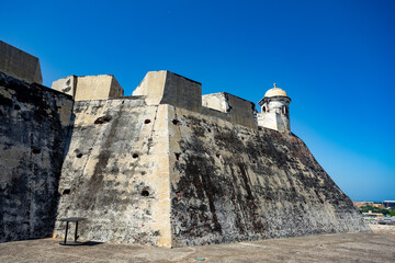 Castillo San Felipe de Barajas, fortress in the strategic location of Cartagena de Indias city on the Caribbean coast of Colombia. - 742472568