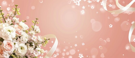 Bouquet of Flowers on Pink Background