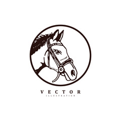 Vintage horse face logo design badge for your brand or business