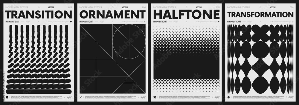 Poster modern abstract poster collection, vector minimalist posters with geometric shapes in black and whit