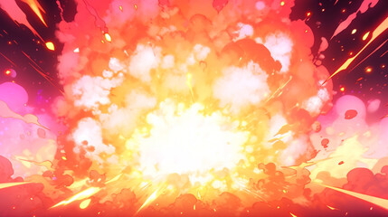 Anime big explosion effect 2d illustration
