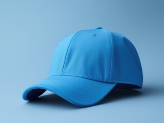 Blue Baseball Cap with Clean Design and Ample Copy Space for Clothing Development