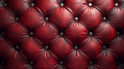 Fototapeta premium Old retro red luxury leather with metal buttons.