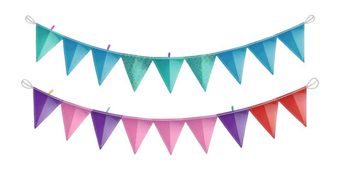 Obraz premium colorful party pennant triangles on a white background
