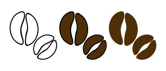 Coffee beans. Drink, beverage, invigorating, hot, degree of roasting, Arabica, Robusta, morning, breakfast, liquid, dessert, latte, Americano, espresso, cappuccino. Vector illustration