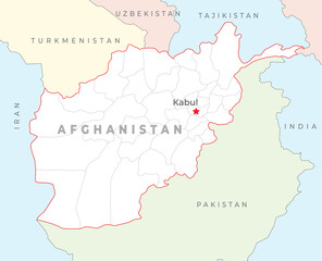 Obraz premium Afghanistan map with capital Kabul, most important cities and national borders