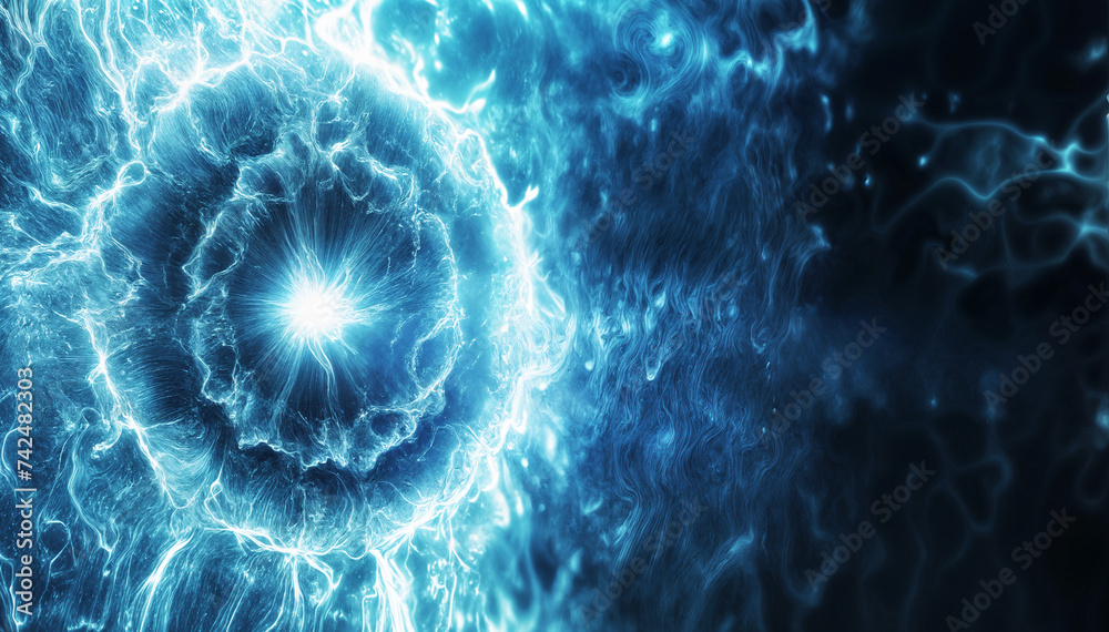 Wall mural swirling blue energy field with a bright center. blue energetic hole