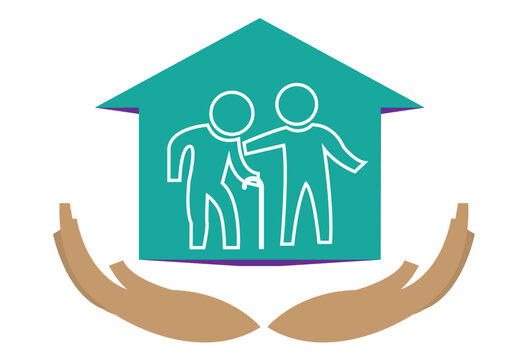 Caregiver facility or private home for the elderly. Editable Clip Art.