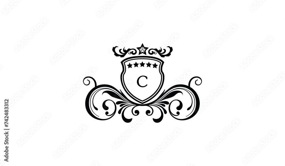 Wall mural luxury crown cup alphabetical logo