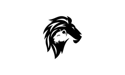 silhouette lioness on lion logo - obrazy, fototapety, plakaty