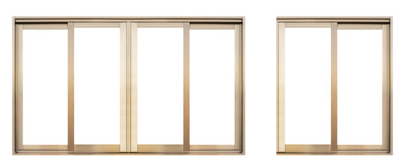 Mock up golden aluminium window frame