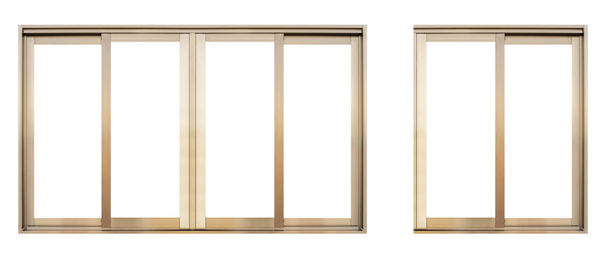 Mock up golden aluminium window frame