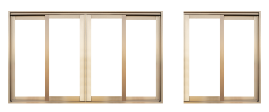 Mock up golden aluminium window frame
