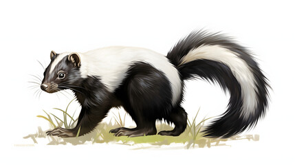 Naklejka premium Skunk on white background