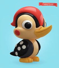 Woodpecker, 3d render vector cartoon icon - 742486937