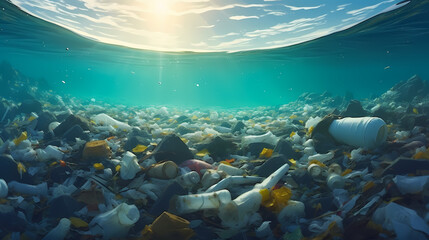 Fototapeta na wymiar Beaches inundated with plastic trash