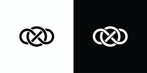 Infinity emblem line vector logo design with circle in the middle. - obrazy, fototapety, plakaty