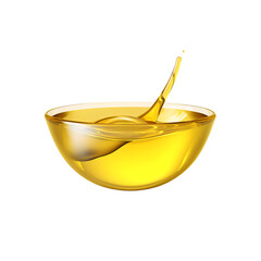 Olive oil into bowl isolated transparent on background
