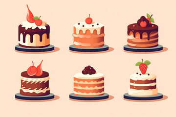 A set of pieces of cakes. A set of sweets.