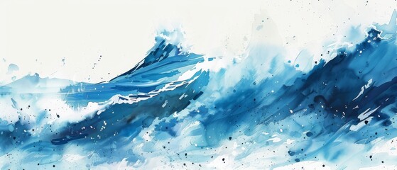 Dynamic watercolor ocean scene showcasing the power and beauty of the sea - obrazy, fototapety, plakaty