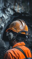 Obraz premium Miners with hard hat safety helmet working in the mine