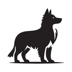 Silent Guardian: A Majestic Dog Silhouette, Capturing Loyalty, Vigilance, and the Timeless Bond Between Canine and Human.Vector dog silhouette.