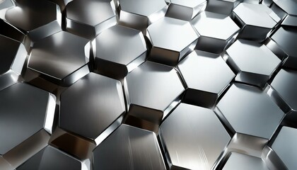 Metallic grid of honeycomb shapes with a 3d render