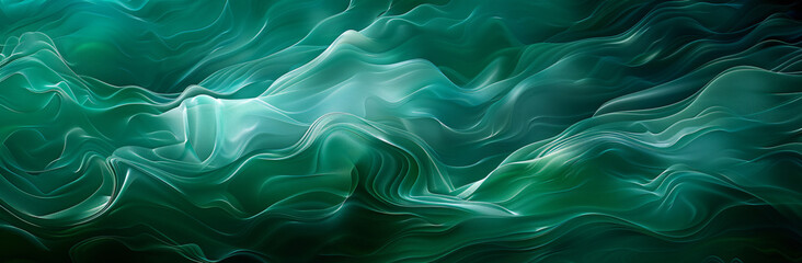 Obraz premium a modern abstract waved background, in the style of dark emerald, shaped canvas, nature-inspired imagery