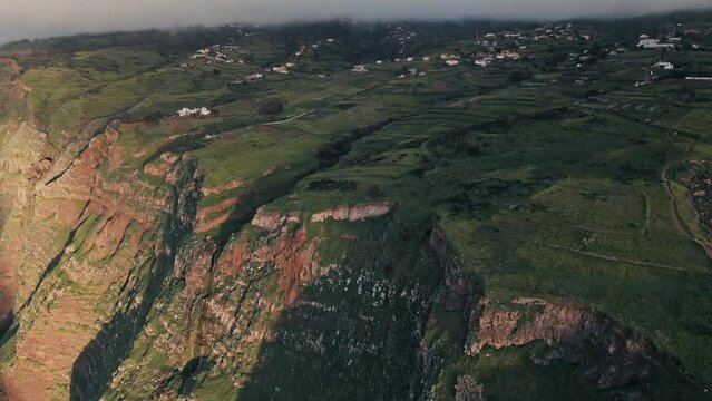 Drone Flight at the Cliffs near Cascada de Gargantua Funda with a panning motion